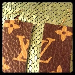 Leather earrings. 14k gold plated hooks and rings.